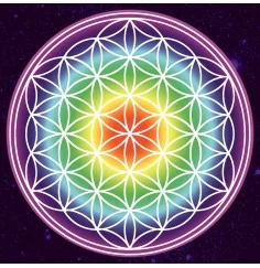 Leinwanddruck - Blume des Lebens- regenbogenfarben - Kosmos 40cm