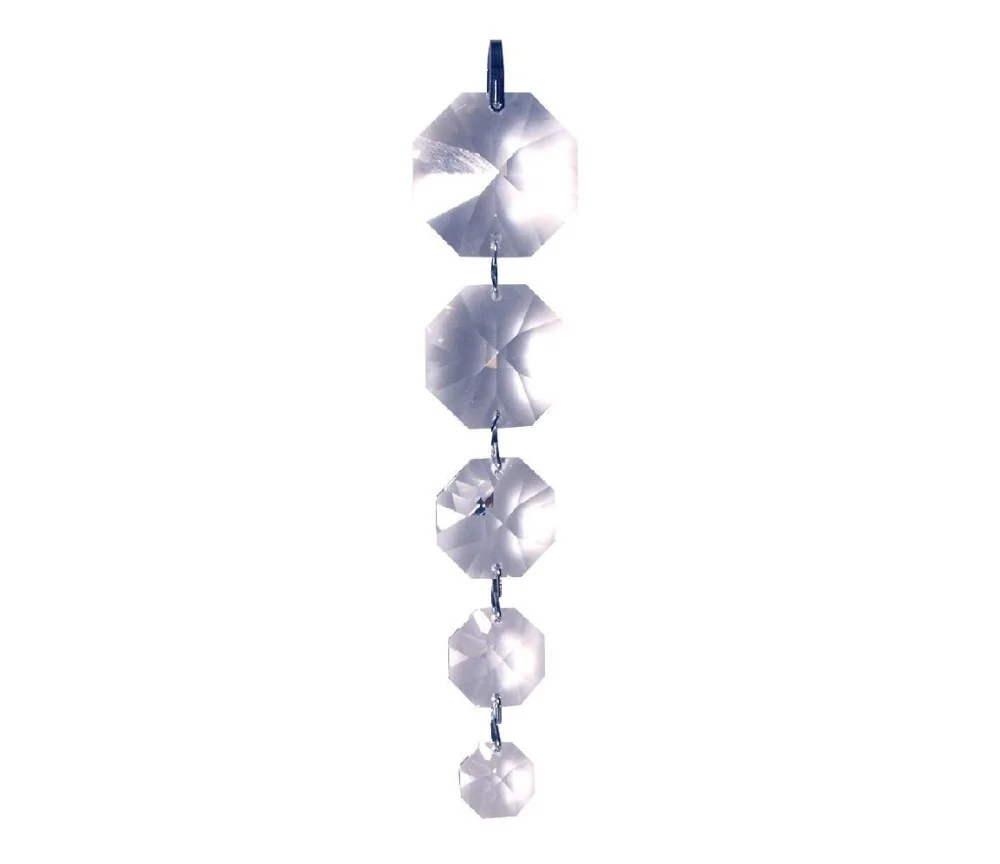 Kristall 8-eck Kette 140mm, Glas -bleifrei-