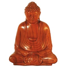 Gautama Buddha im Lotossitz Holz braun 15cm