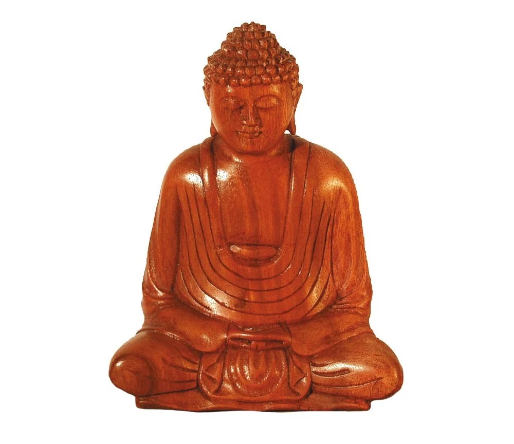 Gautama Buddha im Lotossitz Holz braun 15cm