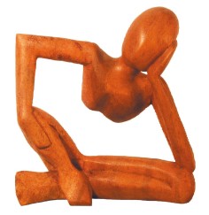"Denker" nach links gelehnt Holz braun 15x15cm