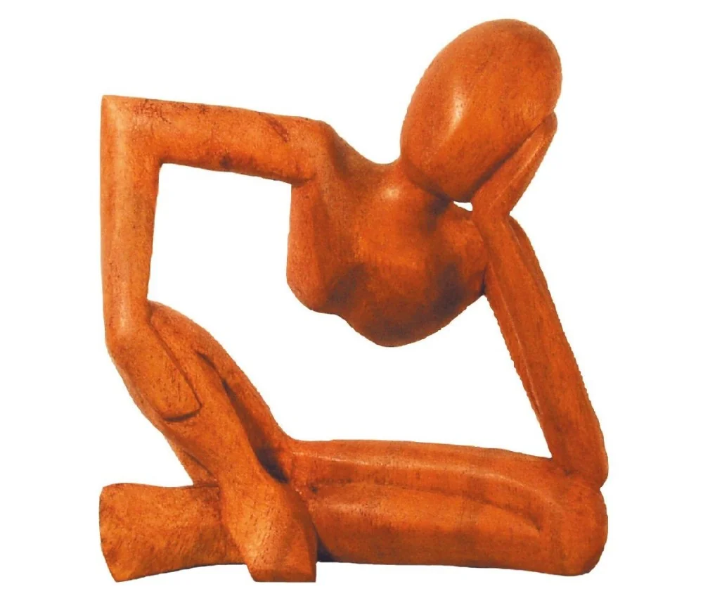 "Denker" nach links gelehnt Holz braun 15x15cm