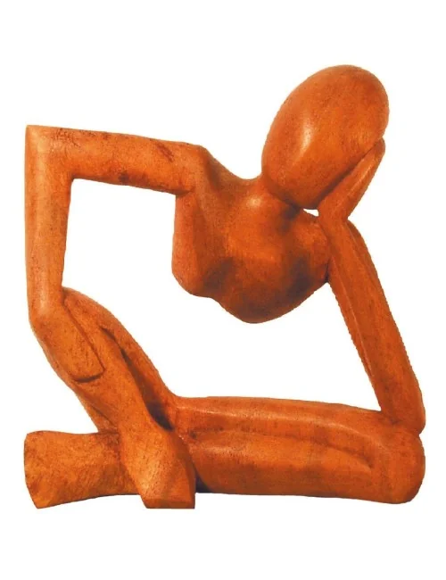 "Denker" nach links gelehnt Holz braun 15x15cm