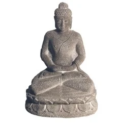 Buddha in Meditation Sandstein grau 15x24cm