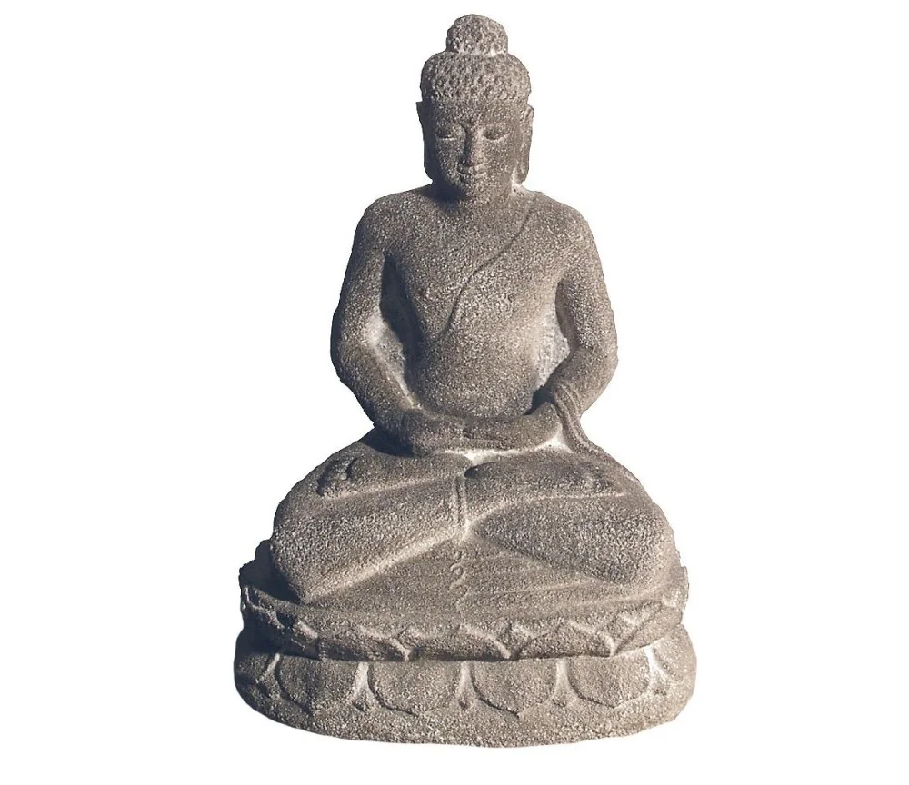 Buddha in Meditation Sandstein grau 15x24cm