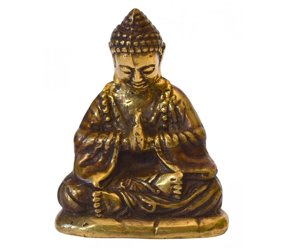 "Japan Buddha betend" Messing antik 5x8cm