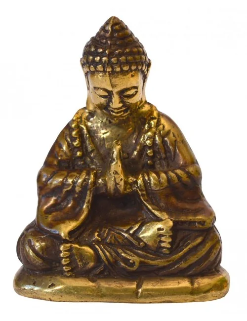 "Japan Buddha betend" Messing antik 5x8cm