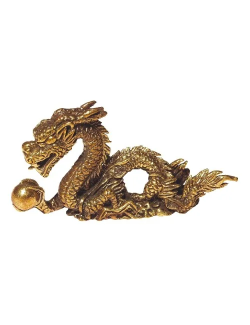 "Glücksdrache mit Kugel" Messing 5x3cm