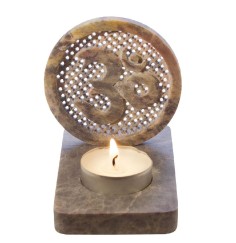 Teelicht "Om" Speckstein 6x10x11cm
