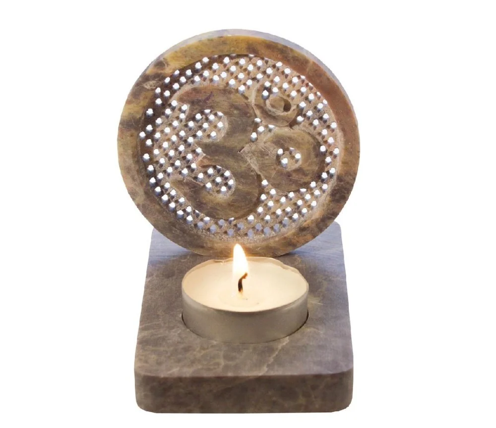 Teelicht "Om" Speckstein 6x10x11cm