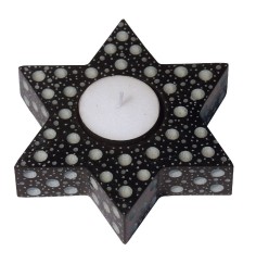 Teelicht "Stern" Speckstein schwarz 11x11cm