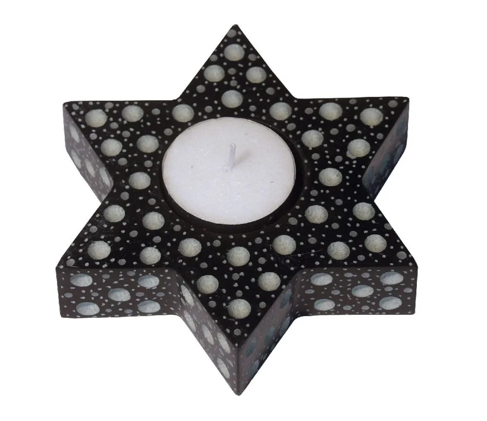 Teelicht "Stern" Speckstein schwarz 11x11cm