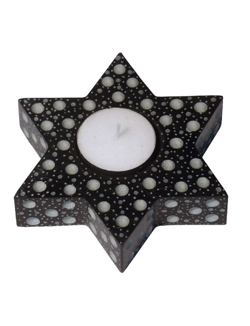 Teelicht "Stern" Speckstein schwarz 11x11cm