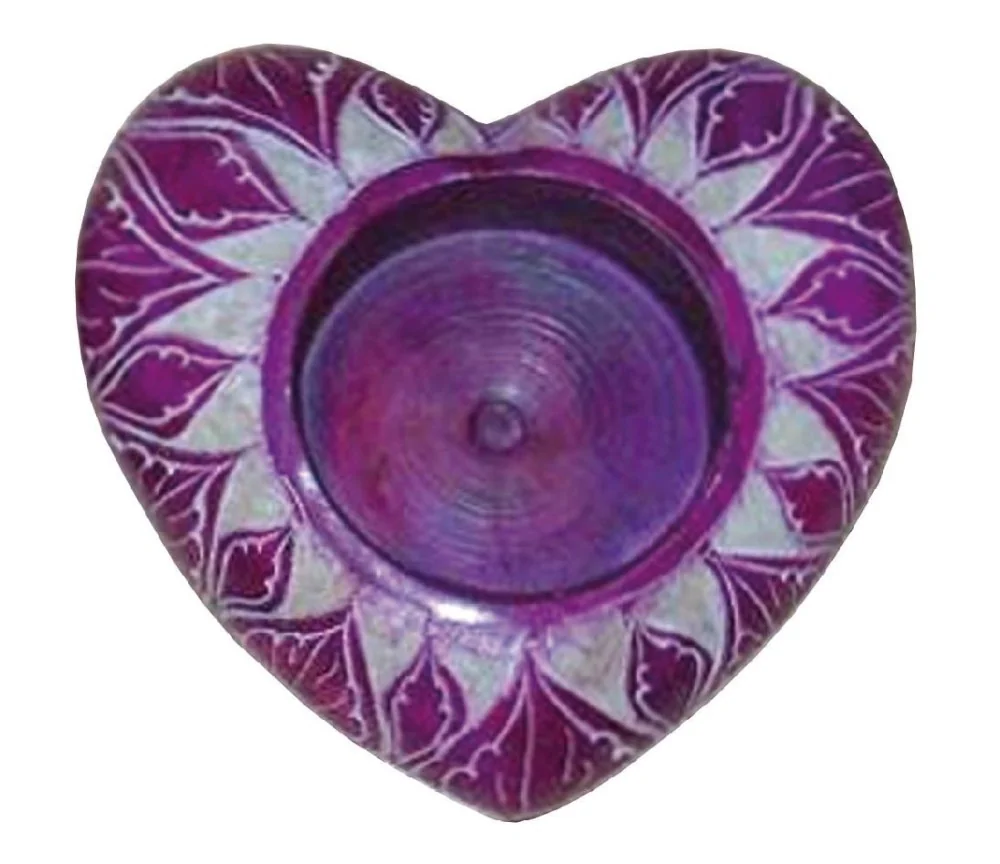 Teelicht "Herz" Speckstein lila 6cm