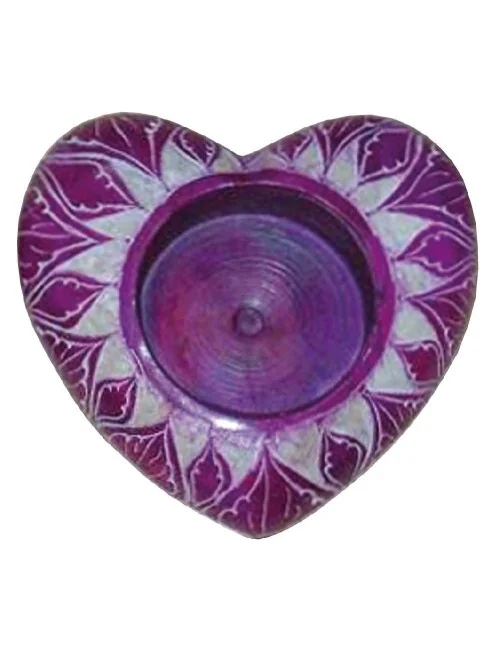 Teelicht "Herz" Speckstein lila 6cm