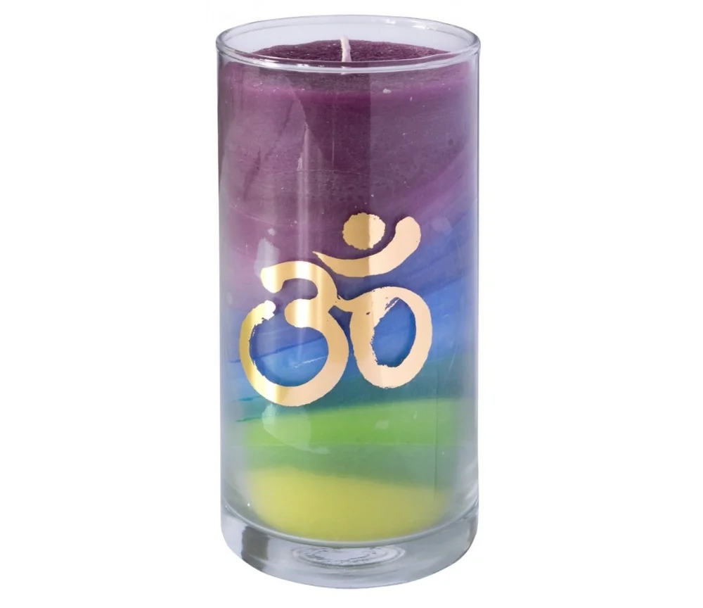 Kerze "Earth Om" im Glas Stearin 14cm