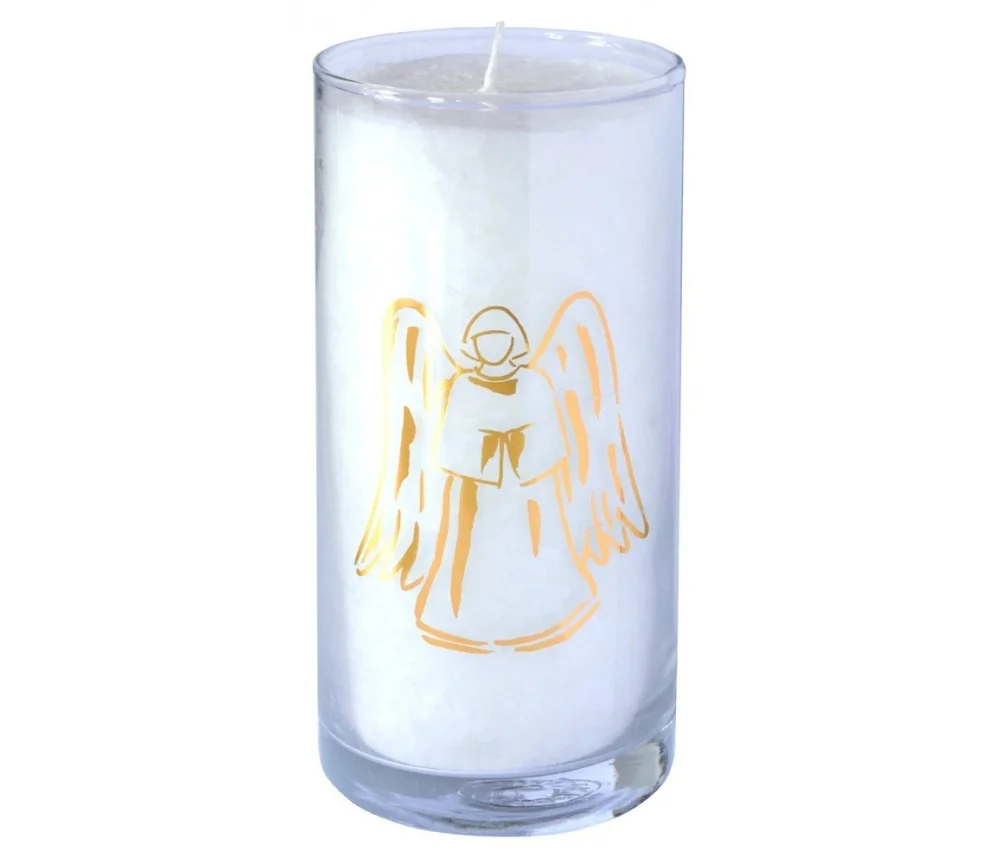Kerze "Pure Engel" im Glas Stearin weiss 14cm