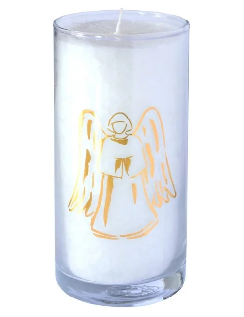 Kerze "Pure Engel" im Glas Stearin weiss 14cm