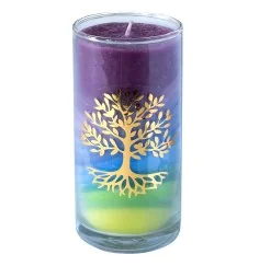Kerze "Earth Lebensbaum" im Glas Stearin 14cm