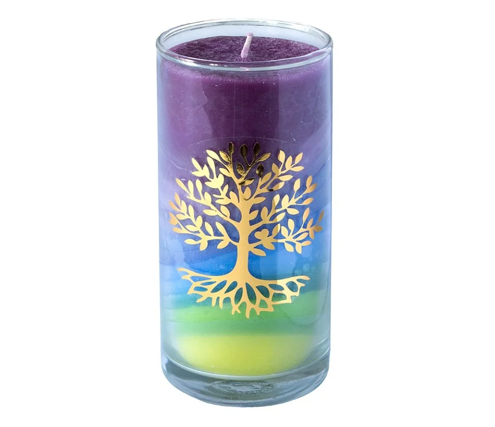 Kerze "Earth Lebensbaum" im Glas Stearin 14cm