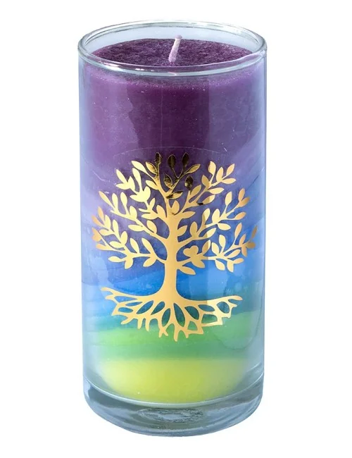 Kerze "Earth Lebensbaum" im Glas Stearin 14cm