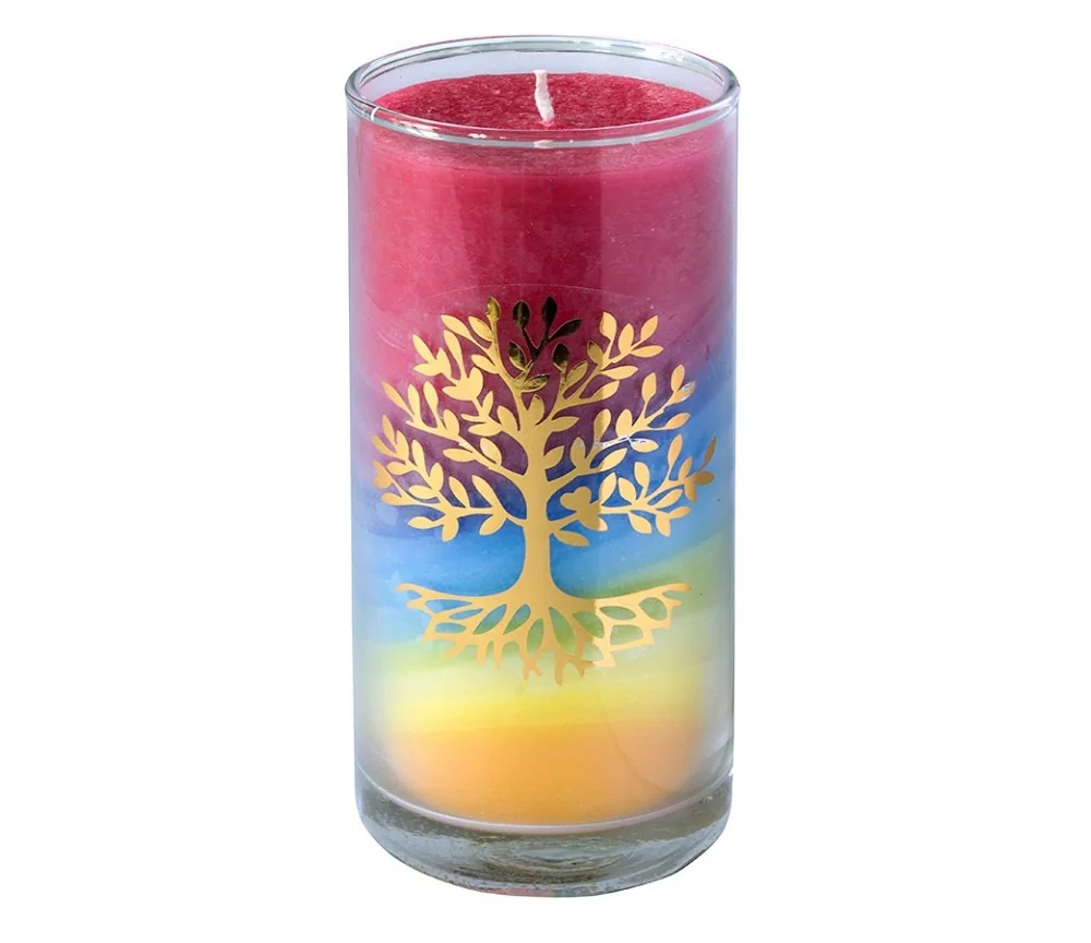 Kerze "Summer Lebensbaum" im Glas Stearin 14cm