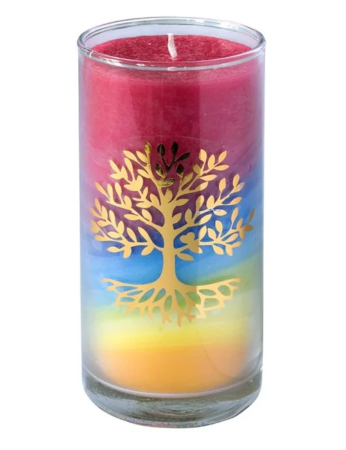 Kerze "Summer Lebensbaum" im Glas Stearin 14cm