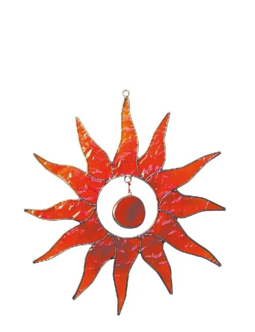 Suncatcher "Sonne" Fiberglas rot 20cm
