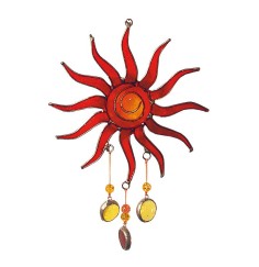 Suncatcher "Sonne" Fiberglas rot 15cm