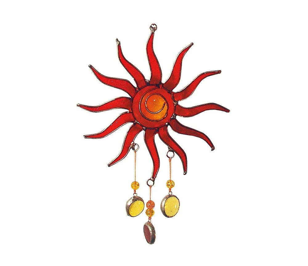 Suncatcher "Sonne" Fiberglas rot 15cm