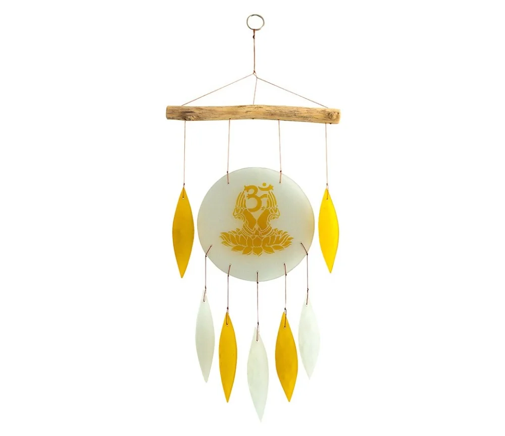 Glasklangspiel "Om Namaste" Holz/Glas bemalt 24x45cm