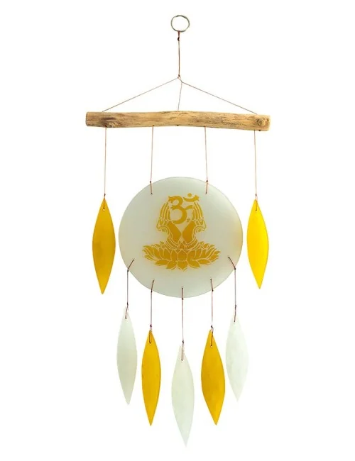 Glasklangspiel "Om Namaste" Holz/Glas bemalt 24x45cm