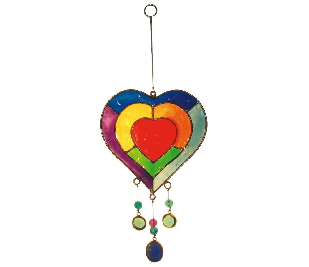 Suncatcher "Herz" Fiberglas bunt 15cm