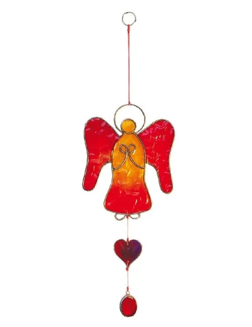 Suncatcher "Engel" Fiberglas rot 18cm