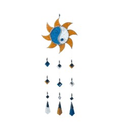 Tiffany Sonne-Mobile Glas blau/gelb 15x40cm