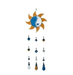 Tiffany Sonne-Mobile Glas blau/gelb 15x40cm