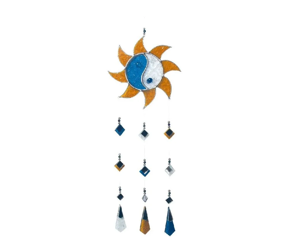 Tiffany Sonne-Mobile Glas blau/gelb 15x40cm