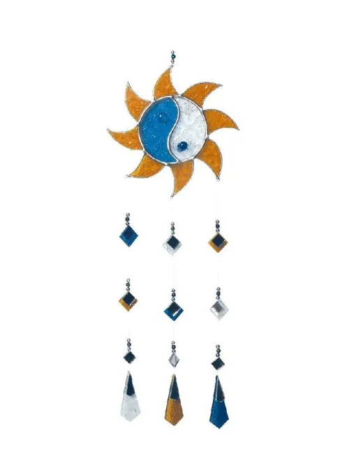 Tiffany Sonne-Mobile Glas blau/gelb 15x40cm