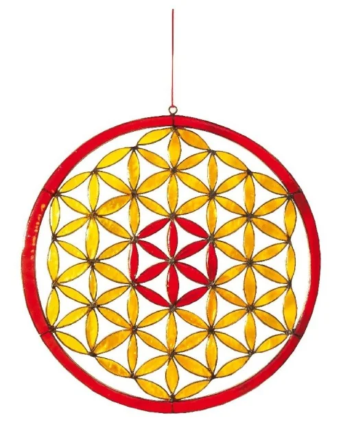 Spiritcatcher "Blume des Lebens" Resin rot-orange 20cm