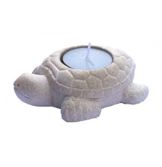 Teelichthalter -Schildkröte- Resin weiss 7,5x10,5cm
