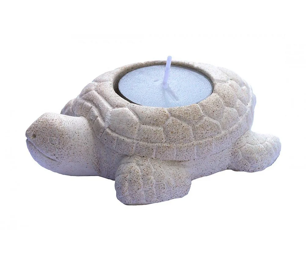 Teelichthalter -Schildkröte- Resin weiss 7,5x10,5cm