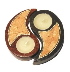 Teelichthalter -YinYang- Terracotta braun 15cm
