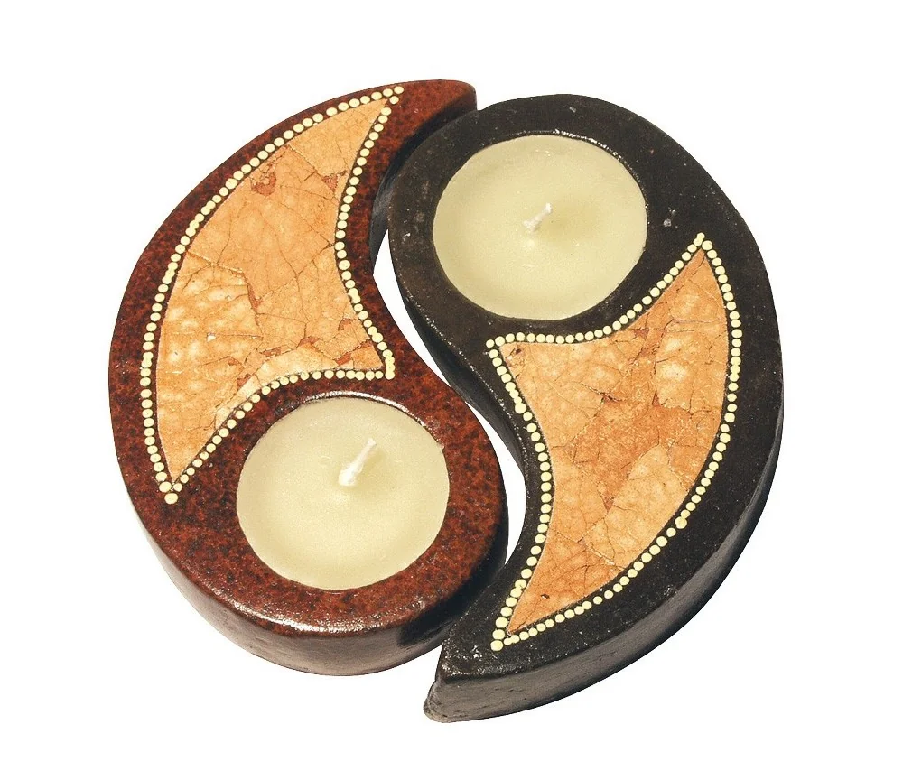 Teelichthalter -YinYang- Terracotta braun 15cm