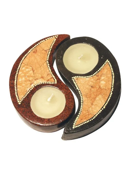 Teelichthalter "YinYang" Terracotta braun 15cm