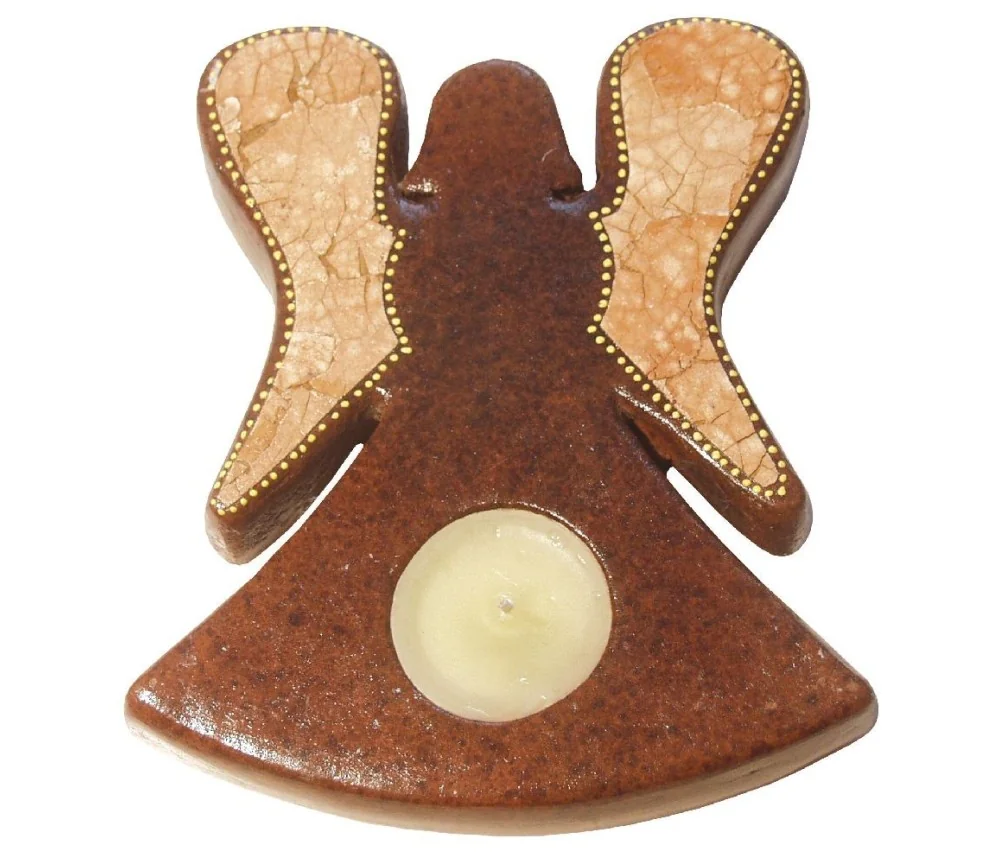 Teelichthalter -Engel- Terracotta braun 16cm