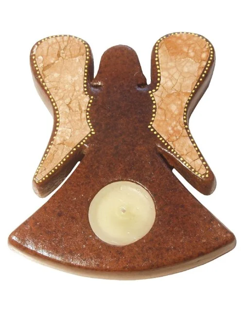 Teelichthalter "Engel" Terracotta braun 16cm