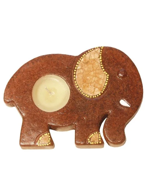 Teelichthalter "Elefant" Terracotta braun 15cm