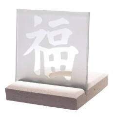 Licht Objekt "Glück" Glas-Stein 10x13cm