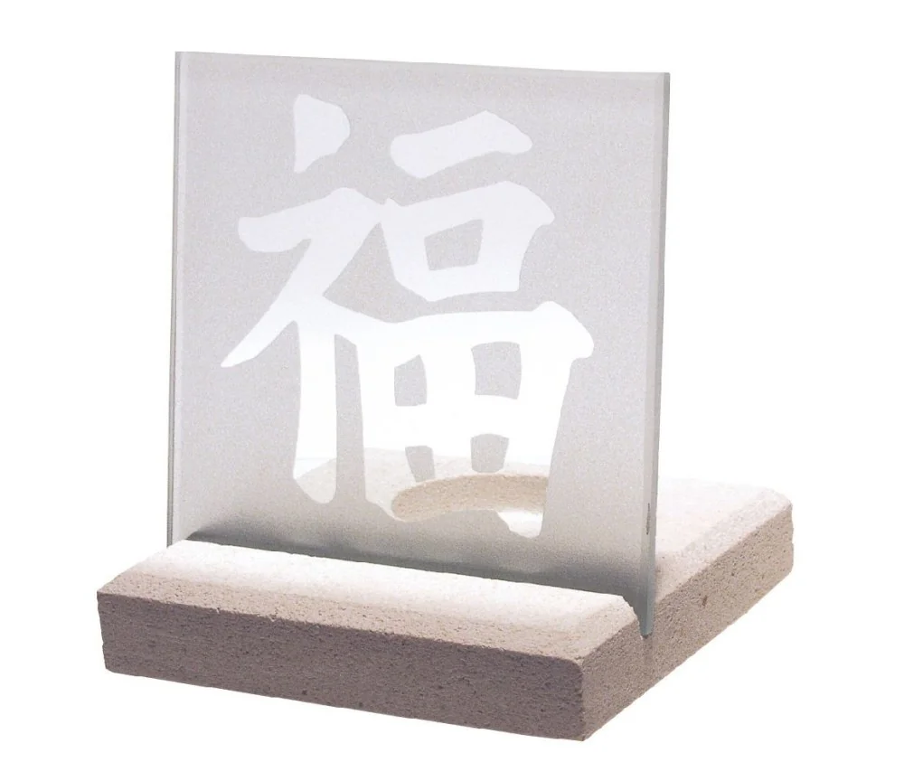 Licht Objekt "Glück" Glas-Stein 10x13cm