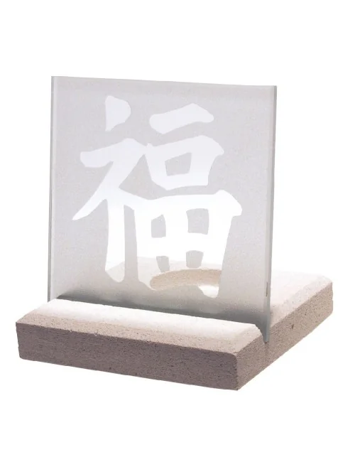 Licht Objekt "Glück" Glas-Stein 10x13cm